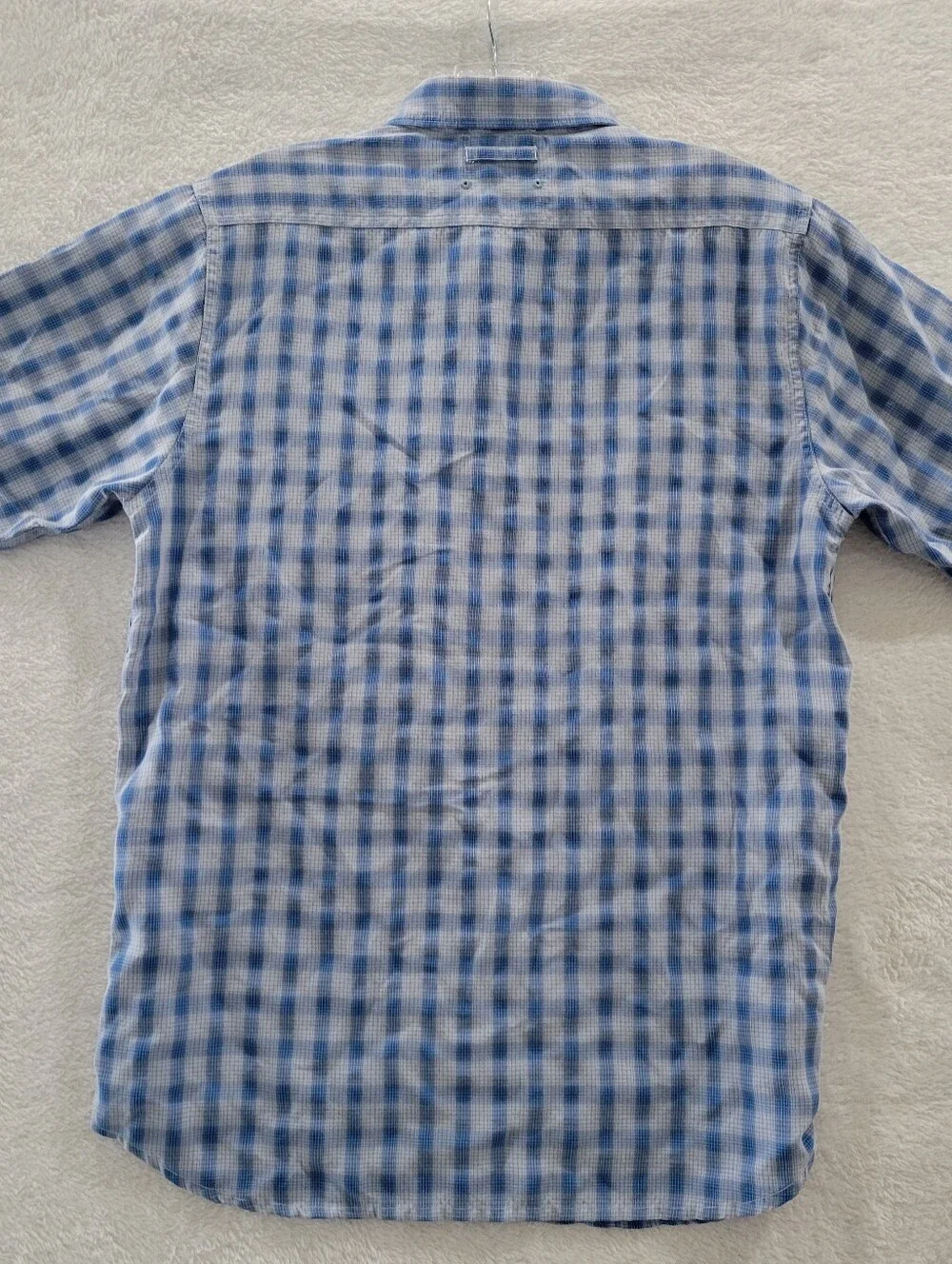 North Face Shirt Men's Sz Small Blue Grey Plaid Button Vented SS Breathable